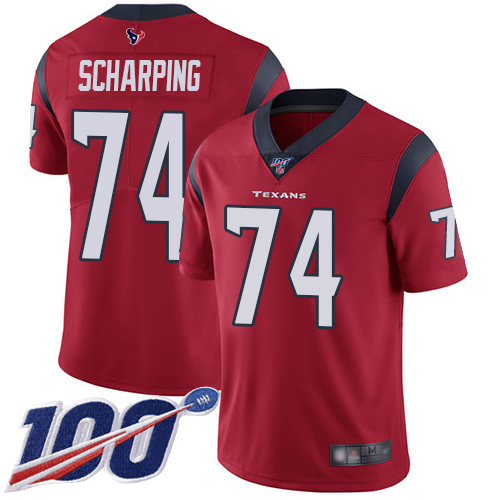 Houston Texans Limited Red Men Max Scharping Alternate Jersey NFL Football 74 100th Season Vapor Untouchable